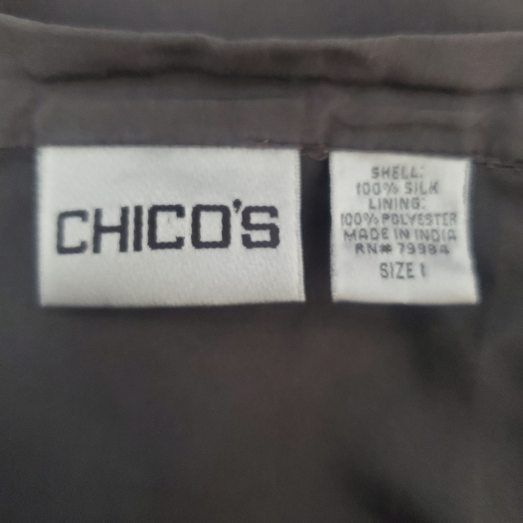 Chico's 100% silk pewter sequin gemstone beaded embellished A line midi skirt. M - Picture 8 of 10